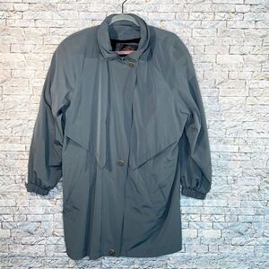 Fleet Street Grey Weather Resistant Jacket Raincoat Midi Trench Size Large